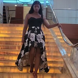 Elegant Black Floral Women's Dress